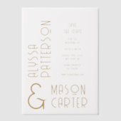 Elegante gouden moderne bruiloft save the date vellum uitnodigingen (Voorkant)