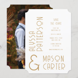 Elegante gouden moderne foto bruiloft Save the dat Date