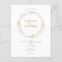 Elegante gouden moderne laurierkrans bruiloft uitnodiging briefkaart