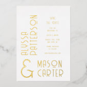Elegante gouden moderne trouwfolie Save The Date Folie Uitnodiging (Voorkant)