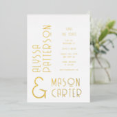 Elegante gouden moderne trouwfolie Save The Date Folie Uitnodiging (Staand Voorkant)