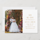 Elegante gouden moderne trouwfoto save the date (Voorkant)