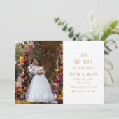 Elegante gouden moderne trouwfoto save the date (Staand voorkant)
