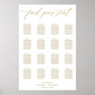 Elegante gouden moderne trouwstoelindeling poster