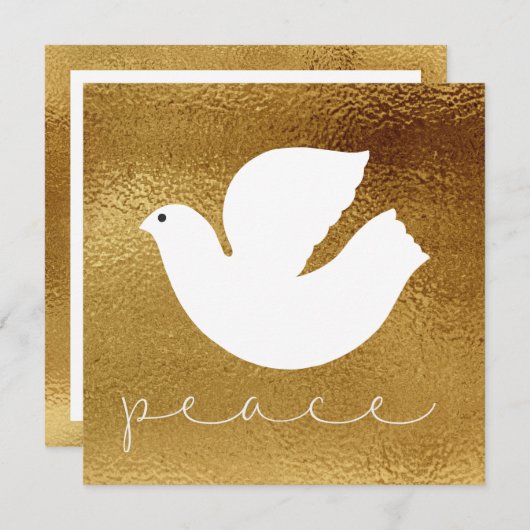 Elegante Gouden Moderne Vredes Kerstkaart (Voorkant / Achterkant)