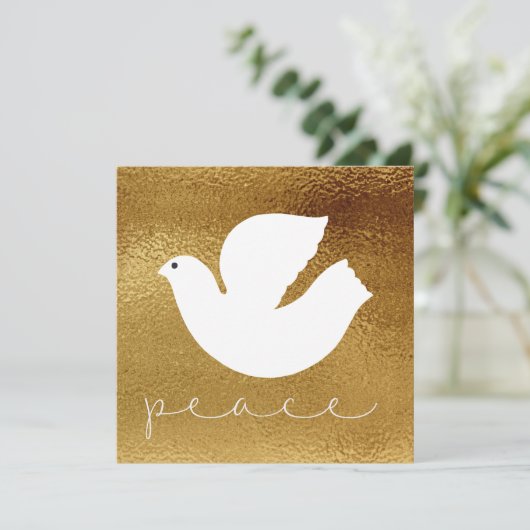 Elegante Gouden Moderne Vredes Kerstkaart (Staand voorkant)