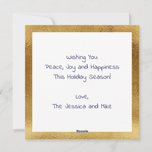 Elegante Gouden Moderne Vredes Kerstkaart (Achterkant)