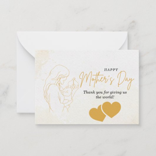 Elegante gouden Moederdag kaart Notitiekaartje (Voorkant)