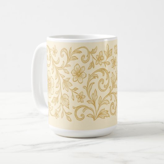 Elegante gouden Mok –  botanische koffie (Voorkant links)