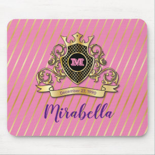 Elegante Gouden Monagram Vormgegeven Muismat