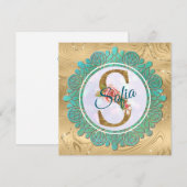 Elegante gouden monogram beginletters met mandala kaart (Voorkant / Achterkant)