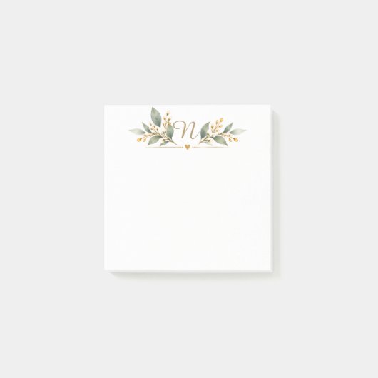 Elegante Gouden Monogram Botanische Briefpapier Post-it® Notes (Voorkant)
