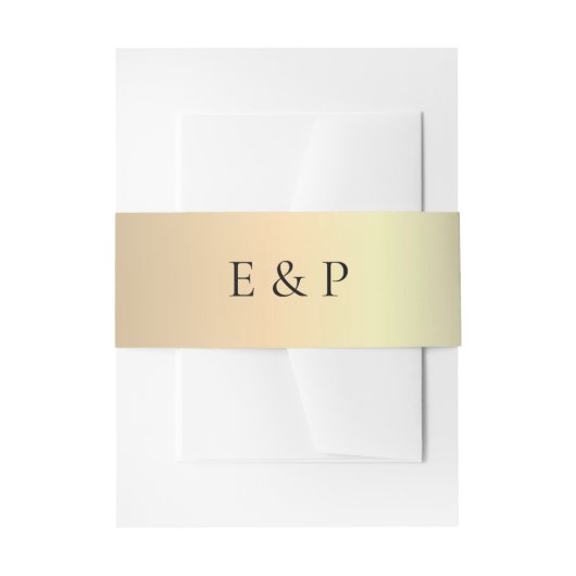 Elegante gouden monogram bruiloft buik band uitnodigingen wikkel (Voorkant Voorbeeld)