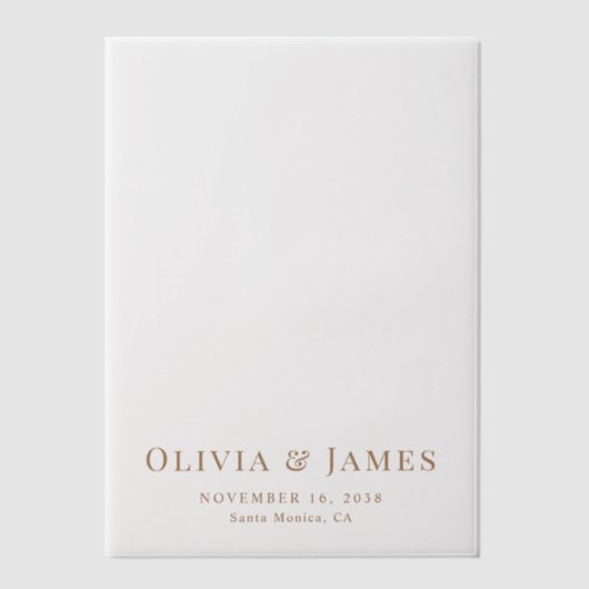 Elegante gouden monogram bruiloft overlay vellum uitnodigingen (Voorkant)