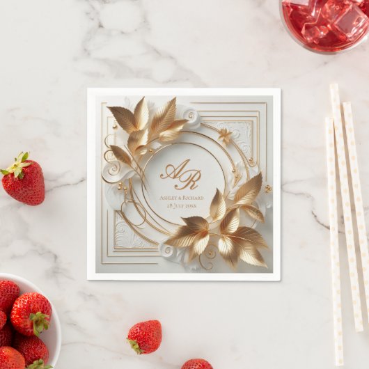 Elegante gouden monogram bruiloft servet (Insitu)