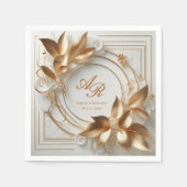 Elegante gouden monogram bruiloft servet (Voorkant)