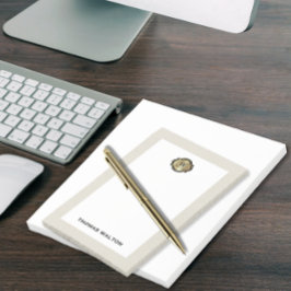 Elegante Gouden Monogram Crème Witte Leer Look Post-it® Notes
