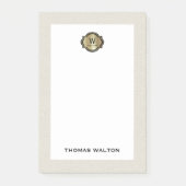 Elegante Gouden Monogram Crème Witte Leer Look Post-it® Notes (Voorkant)
