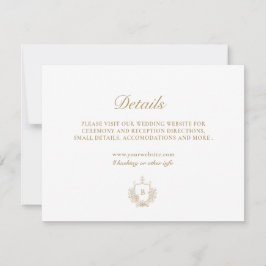 Elegante gouden monogram Crest bruiloft details Ka Kaart