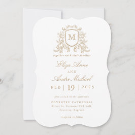Elegante Gouden Monogram Crest Custom Wedding Kaart