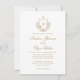 Elegante Gouden Monogram Crest Custom Wedding Kaart