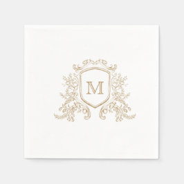 Elegante Gouden Monogram Crest Custom Wedding Serv Servet
