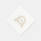 Elegante Gouden Monogram Crest Custom Wedding Serv Servet (Hoek)