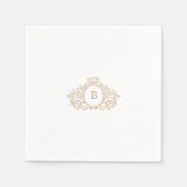 Elegante Gouden Monogram Crest Custom Wedding Servet (Voorkant)