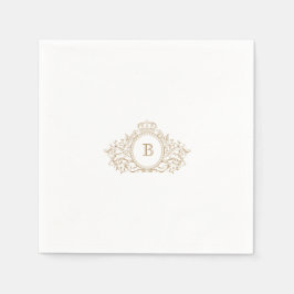 Elegante Gouden Monogram Crest Custom Wedding Servet