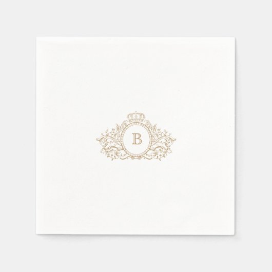 Elegante Gouden Monogram Crest Custom Wedding Servet (Voorkant)