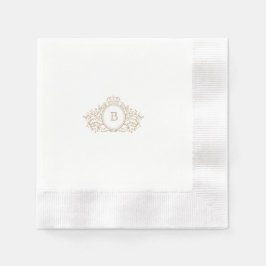 Elegante Gouden Monogram Crest Custom Wedding Servet