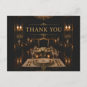 Elegante gouden monogram dankjewelpocards briefkaart