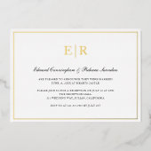 Elegante gouden monogram formele huwelijksreceptie folie uitnodiging (Voorkant)