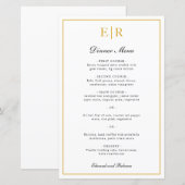 Elegante gouden monogram formele trouwmenu (Voorkant / Achterkant)