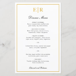 Elegante gouden monogram formele trouwmenu
