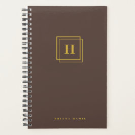 Elegante Gouden Monogram Geometrisch Dubbel Frame Planner