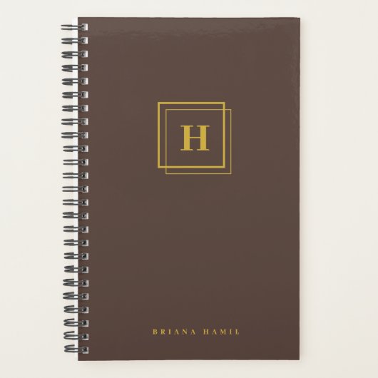 Elegante Gouden Monogram Geometrisch Dubbel Frame Planner (Voorkant)