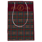 Elegante gouden monogram geruit - Cranberry blauwg Medium Cadeauzakje (Voorkant)
