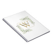 Elegante gouden monogram groen blad notitieboek (Rechterzijde)