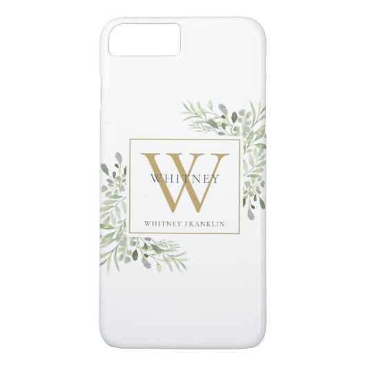 Elegante Gouden Monogram Groene Moderne Case-Mate iPhone Case (Achterkant)