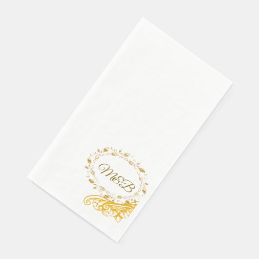 Elegante gouden monogram huwelijksserviet – M&B De Servet (Hoek)