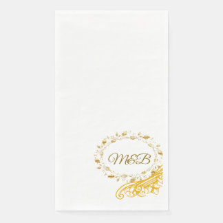 Elegante gouden monogram huwelijksserviette – M&B Servet