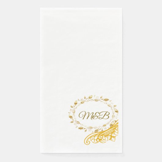Elegante gouden monogram huwelijksserviette – M&B Servet (Voorkant)