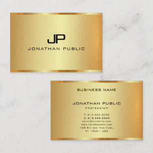 Elegante gouden monogram initiaal gepersonaliseerd visitekaartje