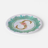 Elegante gouden monogram Initiaal letters met Mand Papieren Bordje (Gekanteld)