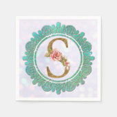 Elegante gouden monogram Initiaal letters met Mand Servet (Voorkant)