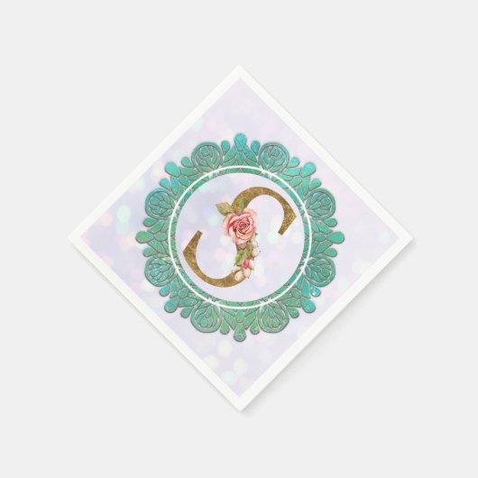 Elegante gouden monogram Initiaal letters met Mand Servet (Hoek)