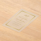 Elegante gouden monogram kalligrafie Lijst bruilof Acryl Uitnodigingen (Laagn)