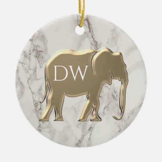 Elegante Gouden Monogram Keramisch Ornament (Voorkant)