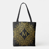 Elegante Gouden Monogram Mandala Luxe Tote Bag (Achterkant)
